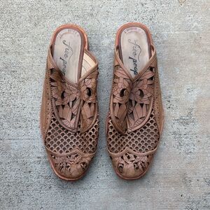 Free People Brown Leather Women's Mules